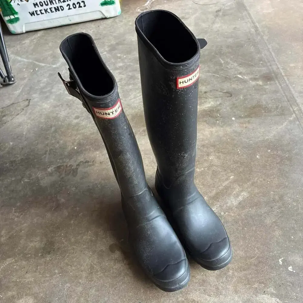 Hunter Original Tall Rain Boots Black Size 8